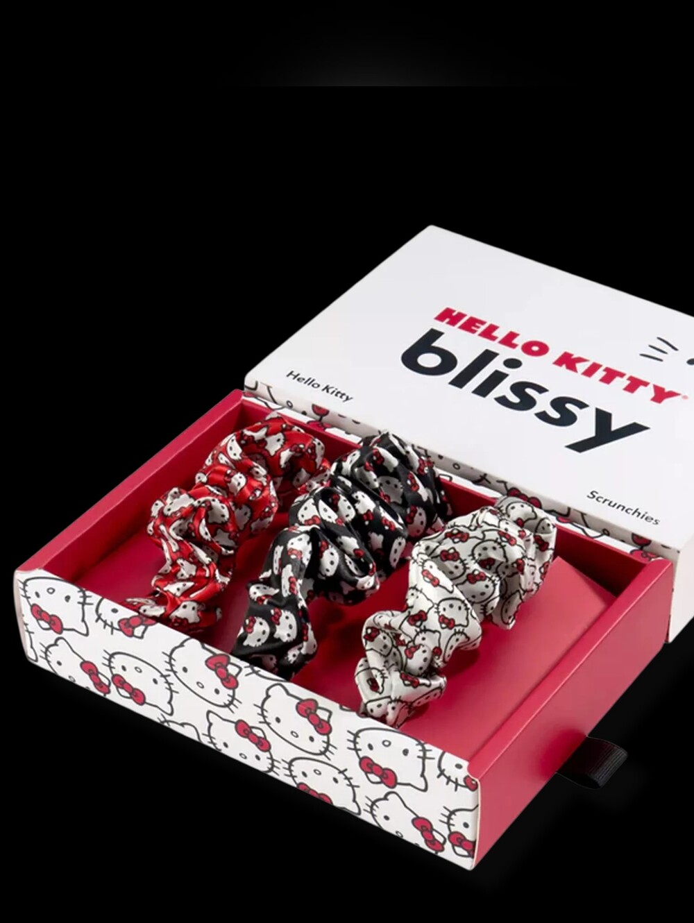 NIB Blissy HELLO KITTY 100% mulberry silk tie-Dye large scrunchies